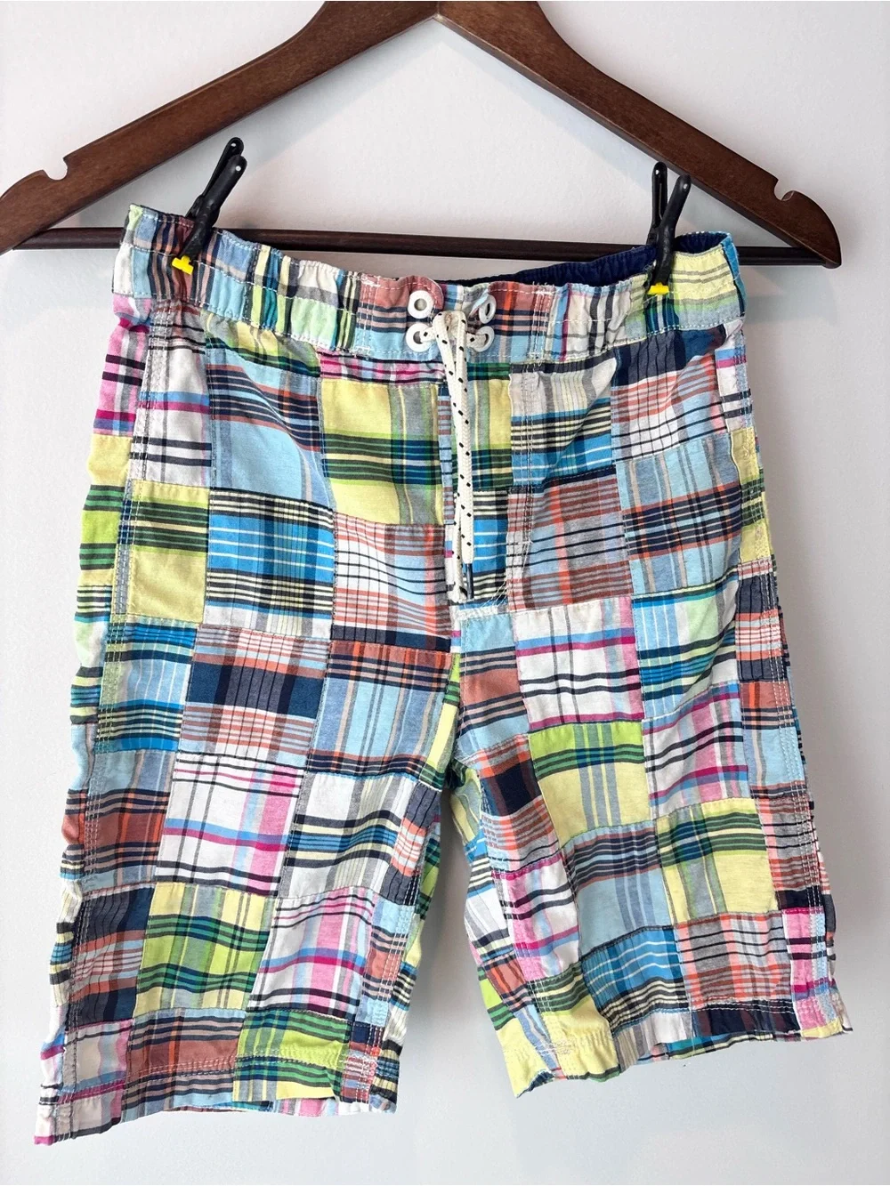 GAP Kids Surf California Patchwork Plaid Cargo Shorts — XXL